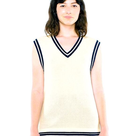 American Apparel Unisex Mesh Knit V Neck Sweater Size XS - Picture 4 of 11